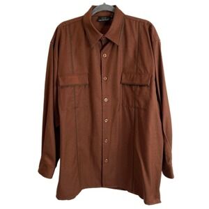 Power Play Men's Button Up Front Shirt XL Brown Heavyweight Long Sleeve NWOT